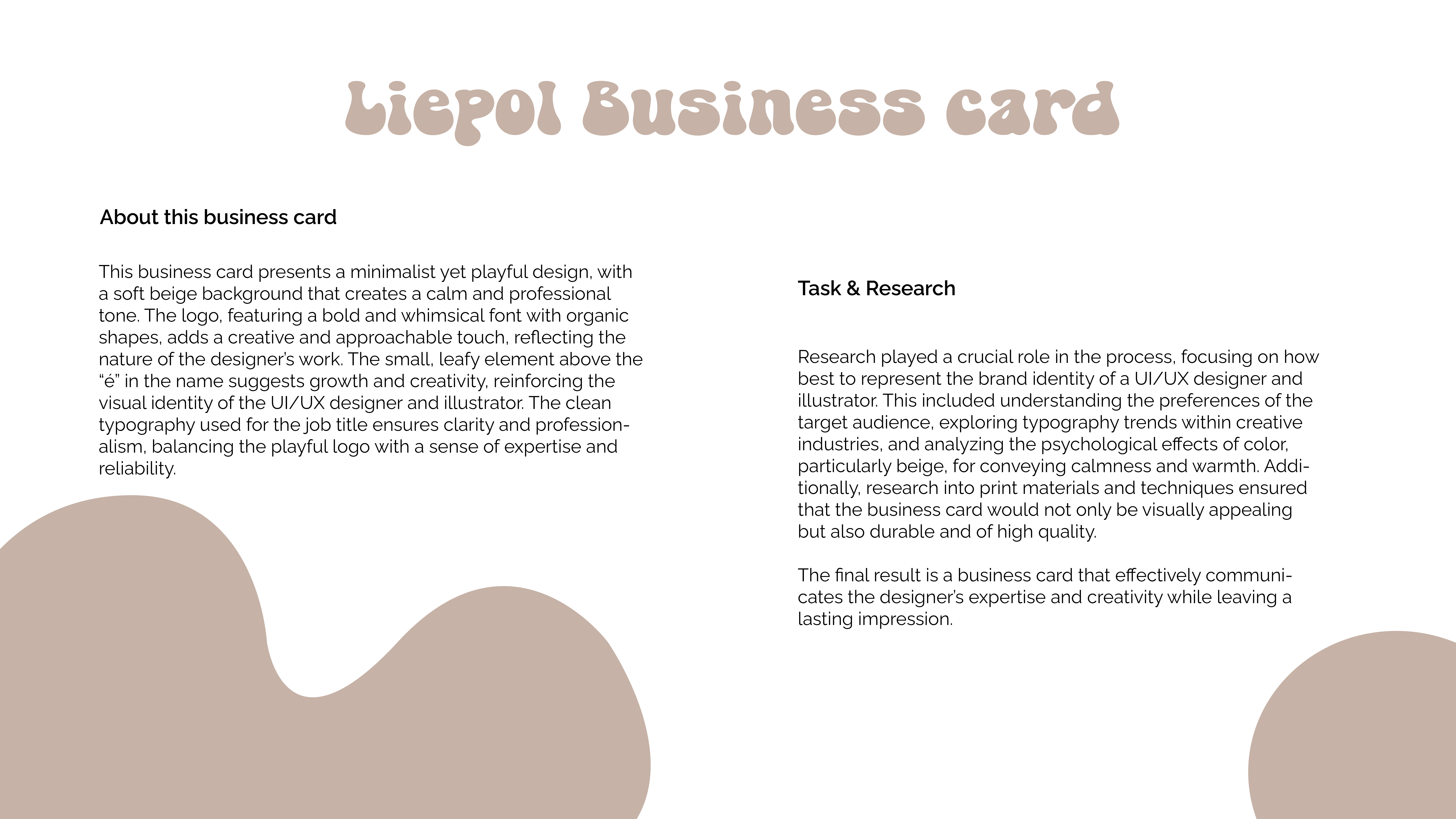 Image with information about the businesscard project
