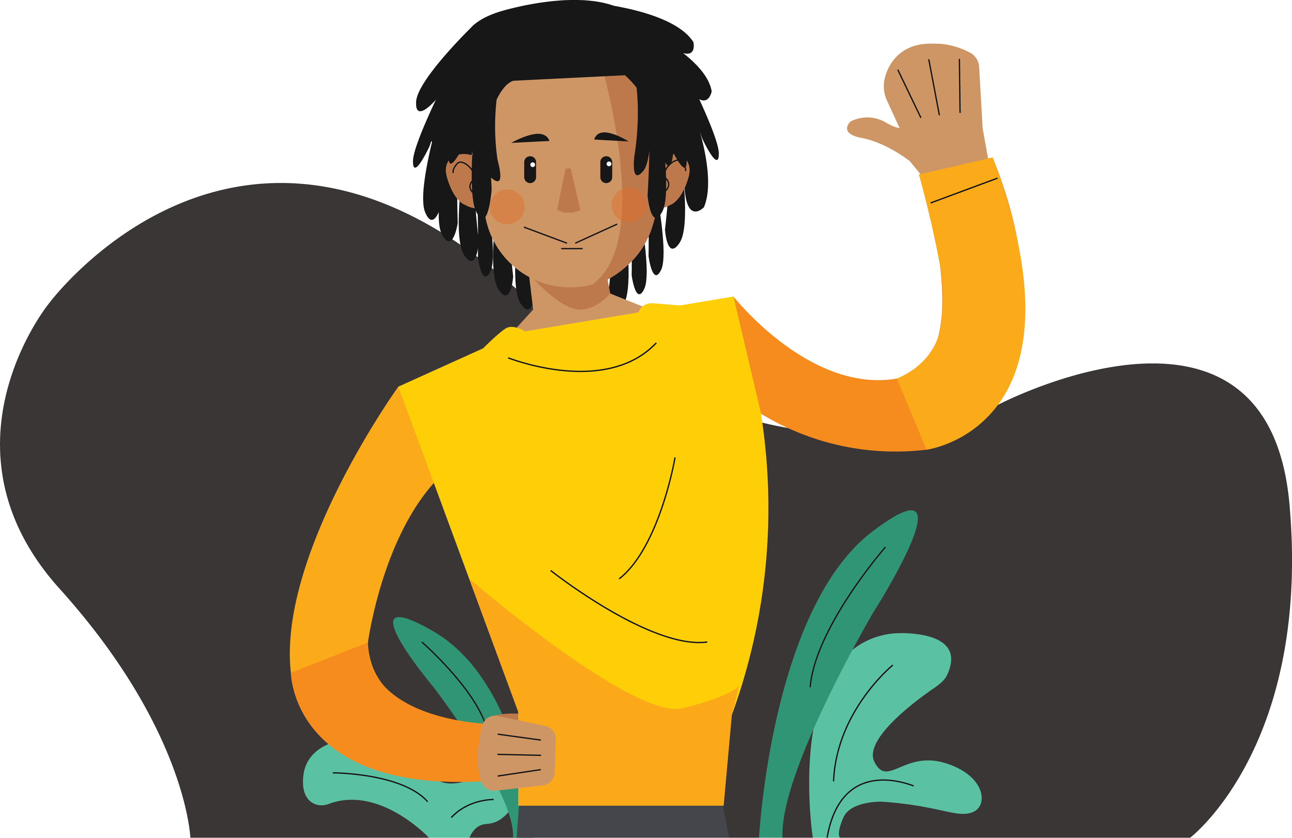 Illustration of myself waving