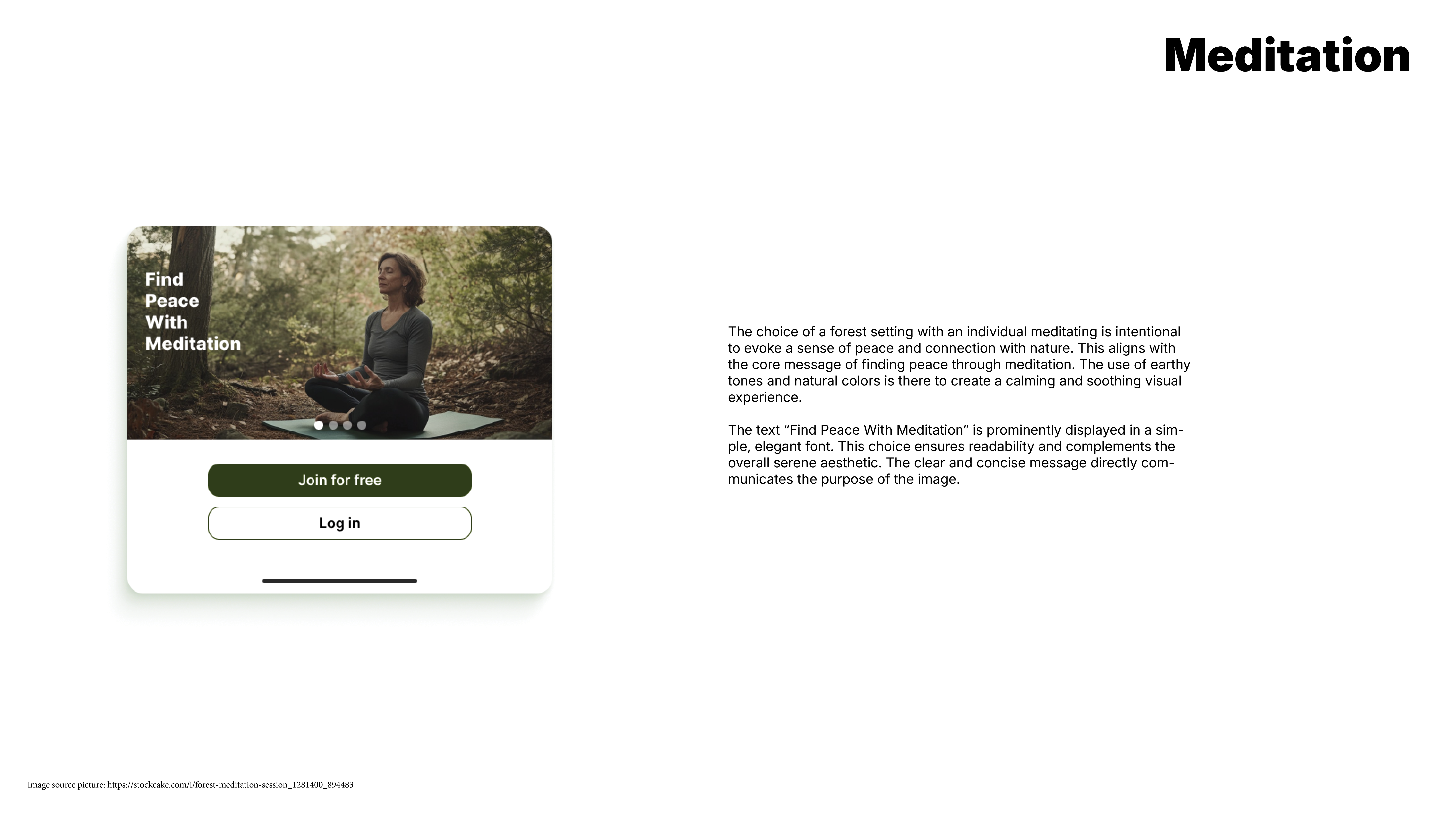 Image of a free meditaion screen UI